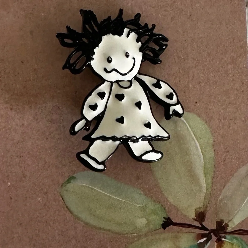 SFJ Crazy Girl Black & White Pin Brooch #48758